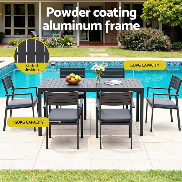 Gardeon Outdoor Dining Set 9PCS Aluminum Extendable Table Chairs Patio Furniture - RnR Galore