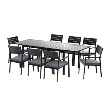 Gardeon Outdoor Dining Set 9PCS Aluminum Extendable Table Chairs Patio Furniture - RnR Galore
