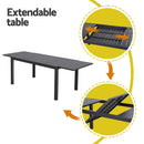 Gardeon Outdoor Dining Set 9PCS Aluminum Extendable Table Chairs Patio Furniture - RnR Galore