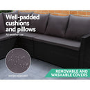 Gardeon Outdoor Dining Set Sofa Lounge Setting Chairs Table Ottoman Black Cover - RnR Galore