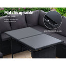 Gardeon Outdoor Dining Set Sofa Lounge Setting Chairs Table Ottoman Black Cover - RnR Galore