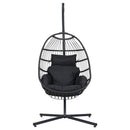 Gardeon Outdoor Egg Swing Chair Hanging Chair Wicker Rope Pod Stand Foldable Grey - RnR Galore