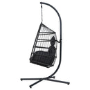 Gardeon Outdoor Egg Swing Chair Hanging Chair Wicker Rope Pod Stand Foldable Grey - RnR Galore