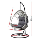 Gardeon Outdoor Egg Swing Chair Wicker Furniture Pod Stand Armrest Light Grey - RnR Galore