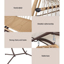 Gardeon Outdoor Egg Swing Chair Wicker Furniture Pod Stand Canopy 2 Seater Latte - RnR Galore