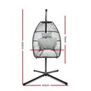 Gardeon Outdoor Egg Swing Chair Wicker Rope Furniture Pod Stand Cushion Grey - RnR Galore