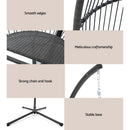 Gardeon Outdoor Egg Swing Chair Wicker Rope Furniture Pod Stand Cushion Grey - RnR Galore