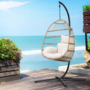Gardeon Outdoor Egg Swing Chair Wicker Rope Furniture Pod Stand Foldable Yellow - RnR Galore