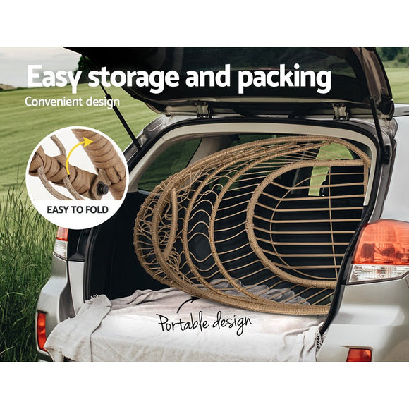 Gardeon Outdoor Egg Swing Chair Wicker Rope Furniture Pod Stand Foldable Yellow - RnR Galore