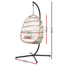 Gardeon Outdoor Egg Swing Chair Wicker Rope Furniture Pod Stand Foldable Yellow - RnR Galore