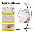 Gardeon Outdoor Egg Swing Chair Wicker Rope Furniture Pod Stand Foldable Yellow - RnR Galore