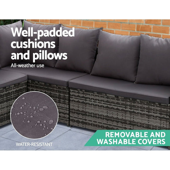 Gardeon Outdoor Furniture Dining Setting Sofa Set Lounge Wicker 9 Seater Mixed Grey - RnR Galore