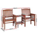 Gardeon Outdoor Garden Bench Loveseat Wooden Table Chairs Patio Furniture Brown - RnR Galore