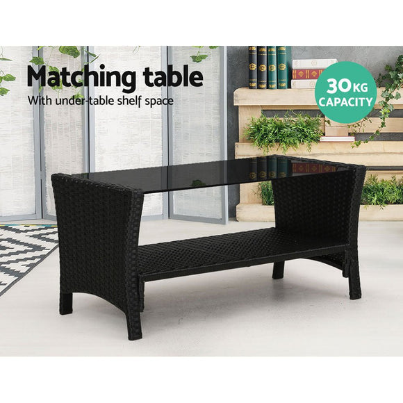 Gardeon Outdoor Sofa Set Lounge Setting Wicker Table and Chairs Garden Patio Furniture - RnR Galore