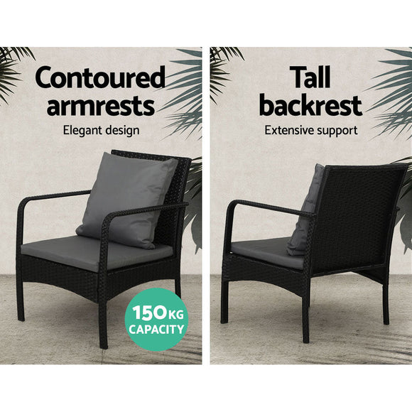 Gardeon Outdoor Sofa Set Lounge Setting Wicker Table and Chairs Garden Patio Furniture - RnR Galore