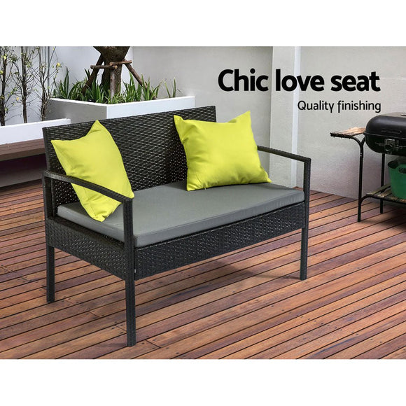 Gardeon Outdoor Sofa Set Wicker Lounge Setting Table and Chairs Storage Cover - RnR Galore