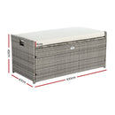 Gardeon Outdoor Storage Bench Box Wicker Garden Sheds Tools Cushion Patio Furniture Grey - RnR Galore