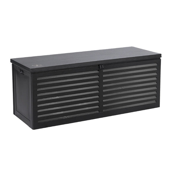 Gardeon Outdoor Storage Box 390L Container Lockable Garden Bench Shed Tools Toy All Black - RnR Galore