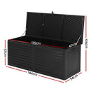 Gardeon Outdoor Storage Box 390L Container Lockable Garden Bench Shed Tools Toy All Black - RnR Galore