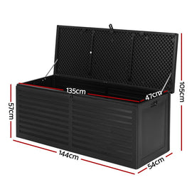 Gardeon Outdoor Storage Box 390L Container Lockable Garden Bench Shed Tools Toy All Black - RnR Galore