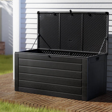 Gardeon Outdoor Storage Box 680L Container Lockable Garden Bench Shed Tool All Black - RnR Galore