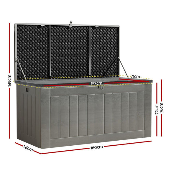 Gardeon Outdoor Storage Box 830L Container Lockable Garden Bench Tool Shed Black - RnR Galore