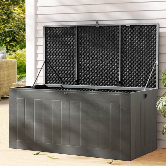 Gardeon Outdoor Storage Box 830L Container Lockable Garden Bench Tool Shed Black - RnR Galore