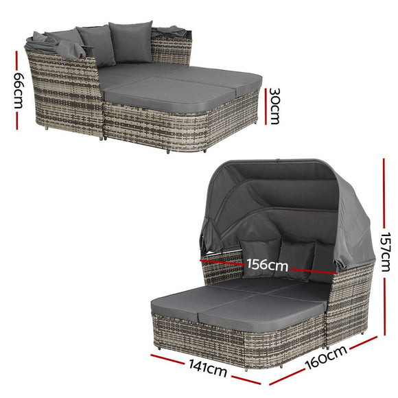 Gardeon Outdoor Sun Lounge Setting Patio Furniture Wicker Sofa Garden Day Bed - RnR Galore