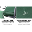 Gardeon Outdoor Swing Chair Garden Chair Bench Furniture Canopy 3 Seater Green - RnR Galore