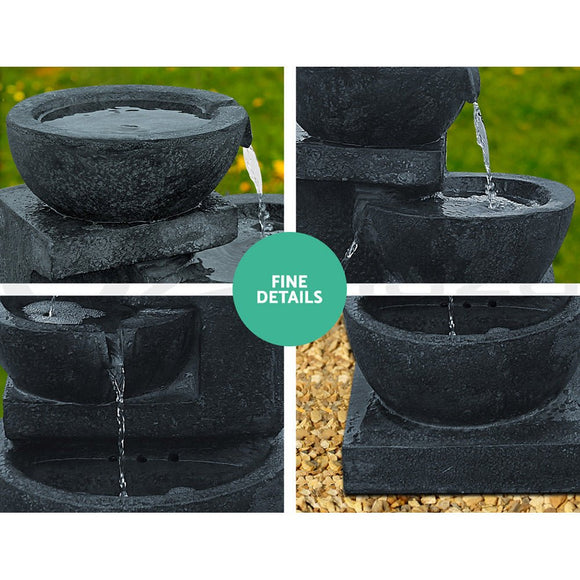 Gardeon Solar Water Feature Cascading Fountain 4 - Tier Bowl LED Lights 72CM Blue - RnR Galore