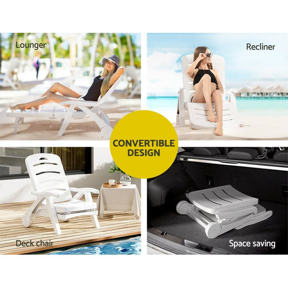 Gardeon Sun Lounger Folding Chaise Lounge Chair Wheels Patio Outdoor Furniture - RnR Galore