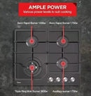Gas Glass Cooktop 60cm Black - RnR Galore