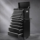 Giantz 15 Drawers Tool Chest Trolley Toolbox 2 - in - 1 Storage Black - RnR Galore