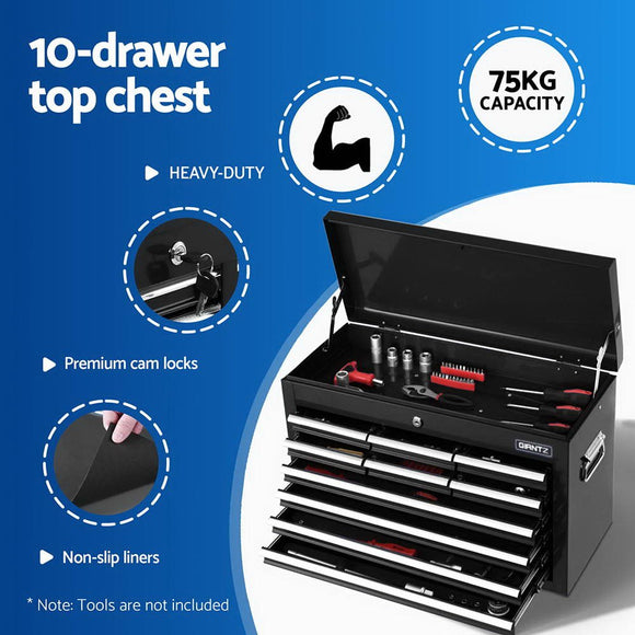 Giantz 15 Drawers Tool Chest Trolley Toolbox 2 - in - 1 Storage Black - RnR Galore