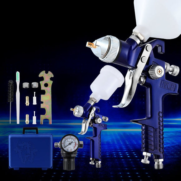 Giantz 2PC HVLP Spray Gun Paint Gun Gravity Feed 0.8mm 1.4,mm Nozzles Included - RnR Galore