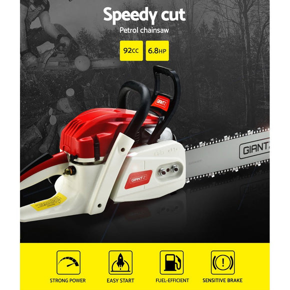 Giantz Chainsaw Petrol 92CC 24" Bar Commercial E - Start Pruning Chain Saw - RnR Galore
