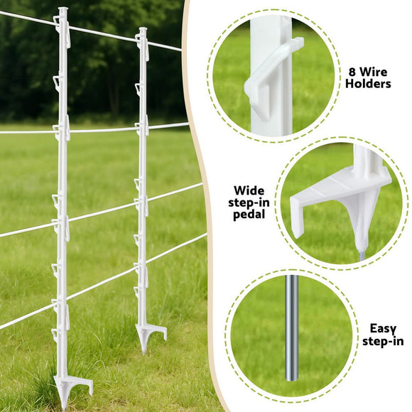 Giantz Electric Fence Posts 20pcs Electric Fence Poly White - RnR Galore