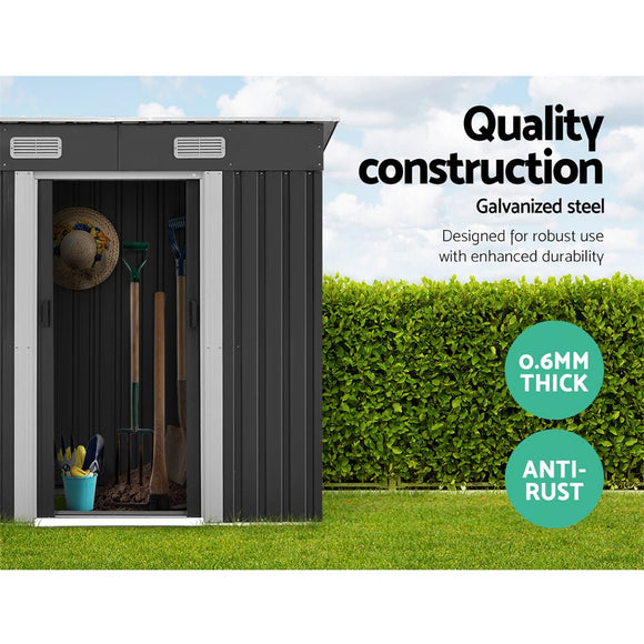 Giantz Garden Shed 1.94x1.21M w/Metal Base Sheds Outdoor Storage Tool Steel House Sliding Door - RnR Galore