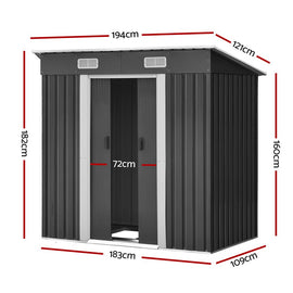 Giantz Garden Shed 1.94x1.21M w/Metal Base Sheds Outdoor Storage Tool Steel House Sliding Door - RnR Galore