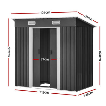 Giantz Garden Shed 1.94x1.21M w/Metal Base Sheds Outdoor Storage Tool Steel House Sliding Door - RnR Galore