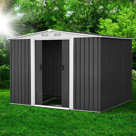 Giantz Garden Shed 2.58x2.07M w/Metal Base Sheds Outdoor Storage Double Door Tool - RnR Galore