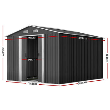 Giantz Garden Shed 2.6x3.9M w/Metal Base Sheds Outdoor Storage Workshop Tool Shelter Sliding Door - RnR Galore