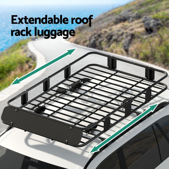 Giantz Universal Car Roof Rack Basket Luggage Vehicle Cargo Carrier 160cm Black - RnR Galore