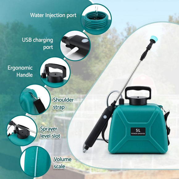 Giantz Weed Sprayer Garden Sprayer USB Charging Electric Shoulder Sprayer 5L - RnR Galore