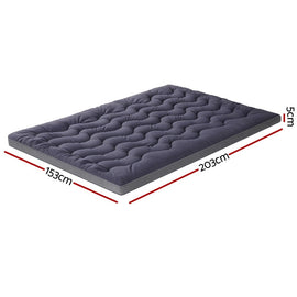 Giselle 5cm Mattress Topper Pillowtop toppers Bamboo Charcoal Queen - RnR Galore