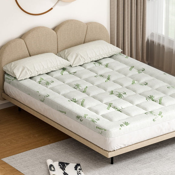 Giselle Bedding Mattress Topper Pillowtop Bamboo 7.5cm Queen - RnR Galore