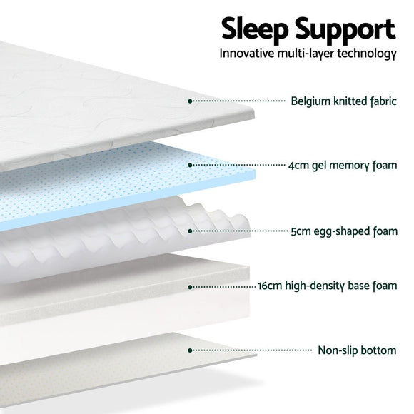 Giselle Bedding Memory Foam Mattress Bed Cool Gel Non Spring 25cm King Single - RnR Galore