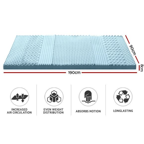 Giselle Bedding Memory Foam Mattress Topper 7 - Zone 8cm Single - RnR Galore