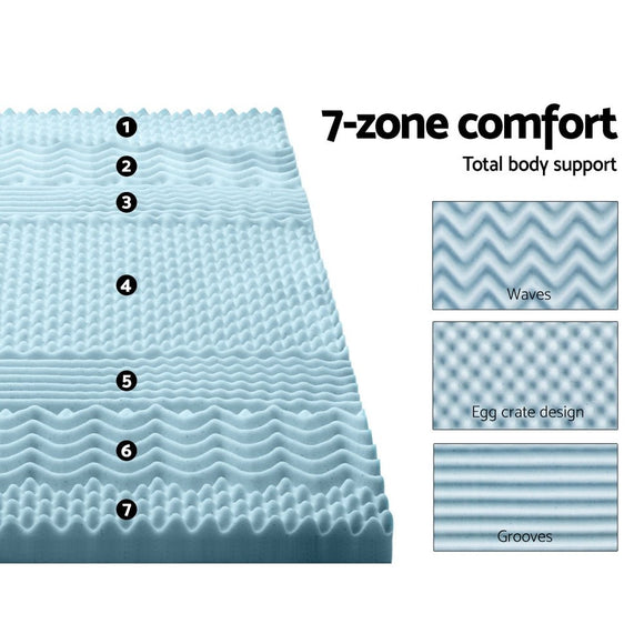 Giselle Bedding Memory Foam Mattress Topper 7 - Zone 8cm Single - RnR Galore
