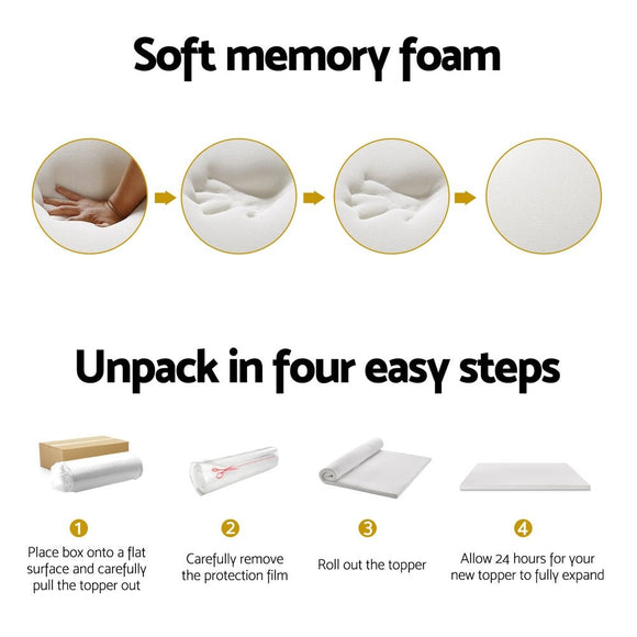 Giselle Bedding Memory Foam Mattress Topper 7 - Zone Airflow Pad 8cm King White - RnR Galore